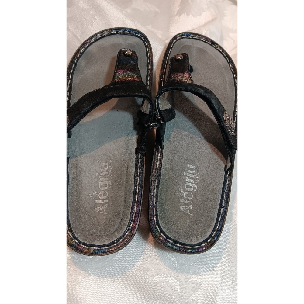 ALEGRIA  Car 224 Carina Sandal Thong Slide Womens US 9 Rainbow Shimmer EUC